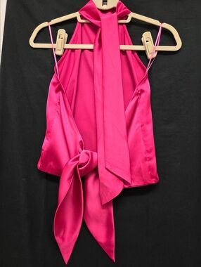 Sincerely Jules Hot Pink Satin Halter Top